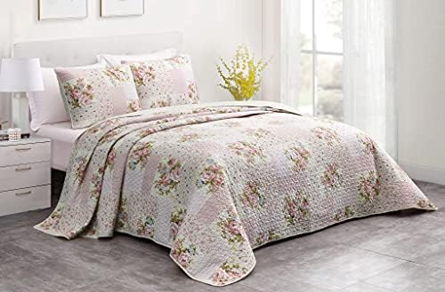 Chezmoi Collection Rosy 3-Piece King Size Quilt Set