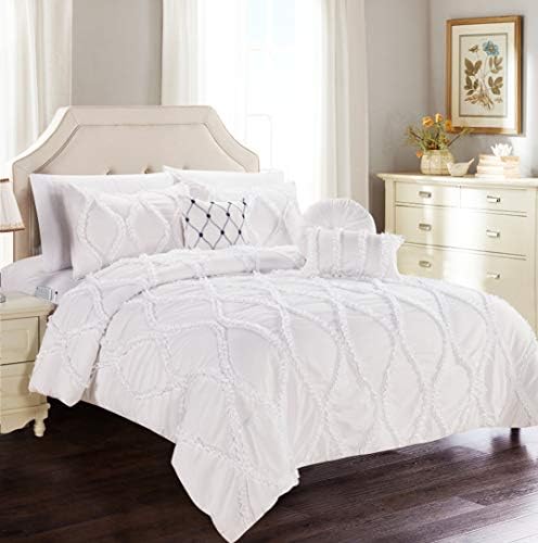 Elegant Comfort 10-Piece Infinity Ruffle Comforter Set KingCal King White