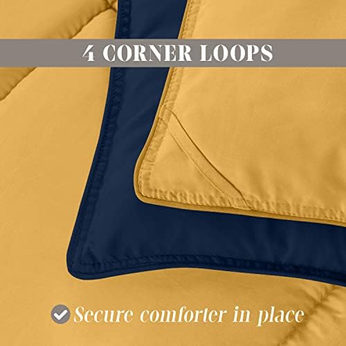 Elegant Comfort 3-Piece Reversible Comforter Set Twin Navy Yellow