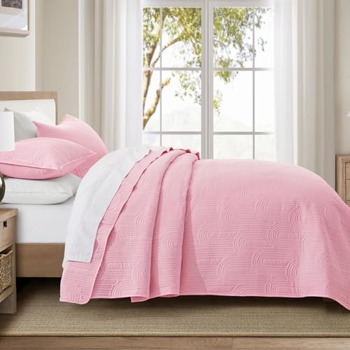 Lavsiry Quilt Queen Size with Pillow Shams - Pink 90x96