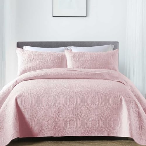 Boryard 3-Piece Quilt Set with Pillow Shams Pink