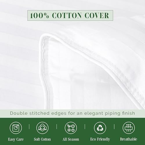 Elegant Comfort 3-Piece Stripe Cotton Comforter Set - Queen White