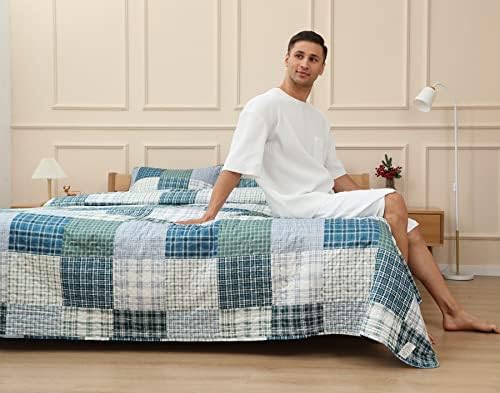 Ycosy Plaid Quilt Set Twin Size Reversible Bedspread