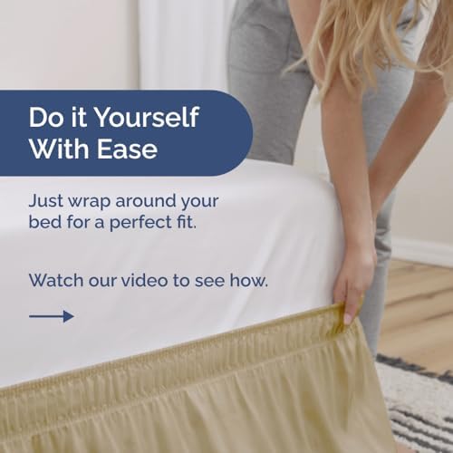 CGK Unlimited Wrap Around Dust Ruffle Bed Skirt 2 Pillowcases Set - Beige