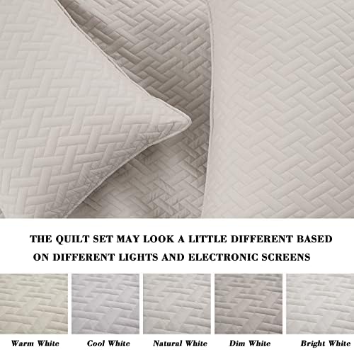 Exclusivo Mezcla Full Queen Quilt Bedspread Set with Basket Weave Pattern