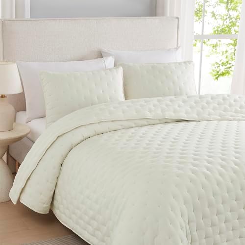 WDCOZY Ivory Cloud Quilt Twin Bedding Set