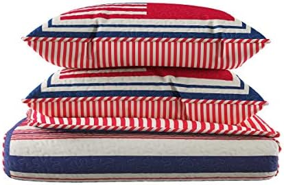 Bedford Home Quilt Set Patriotic Flag Print 2-Piece All-Season