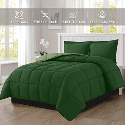 Elegant Comfort 3-Piece Reversible Comforter Set Twin XL Hunter GreenSage