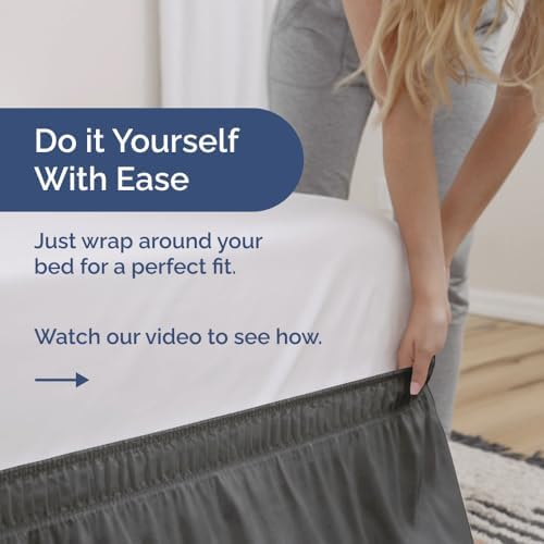 Wrap Around Dust Ruffle Bed Skirt 2 Pillowcases Bundle - Dark Grey