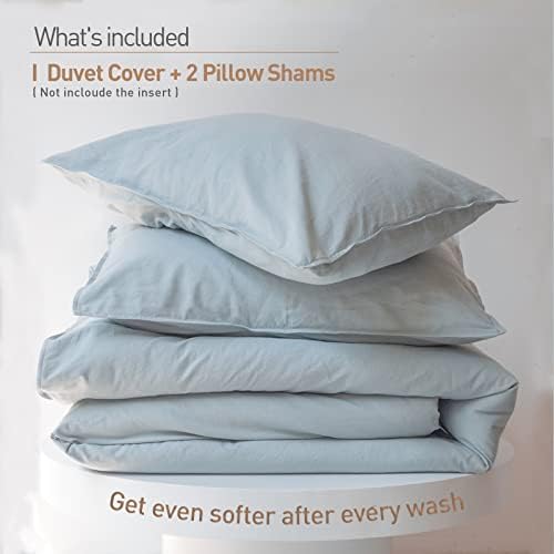 BISELINA French Linen Duvet Cover Set - King Size Dusty Blue