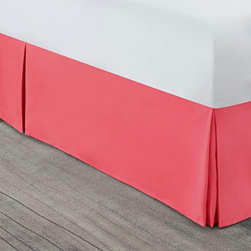 Nestl Coral Pink Cal King Bed Skirt 14 Inch Drop