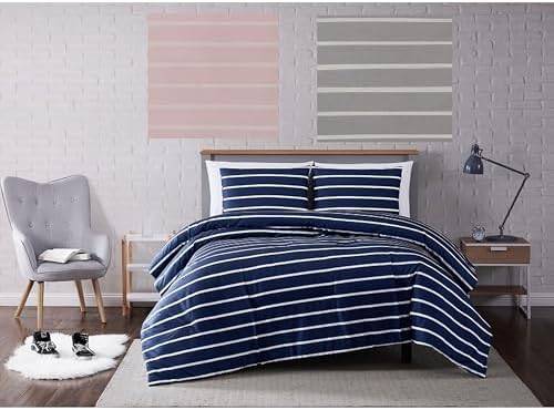 TRULY SOFT Navy Stripe Twin XL Quilt Set