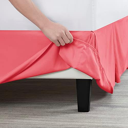 Nestl Coral Pink Cal King Bed Skirt 14 Inch Drop
