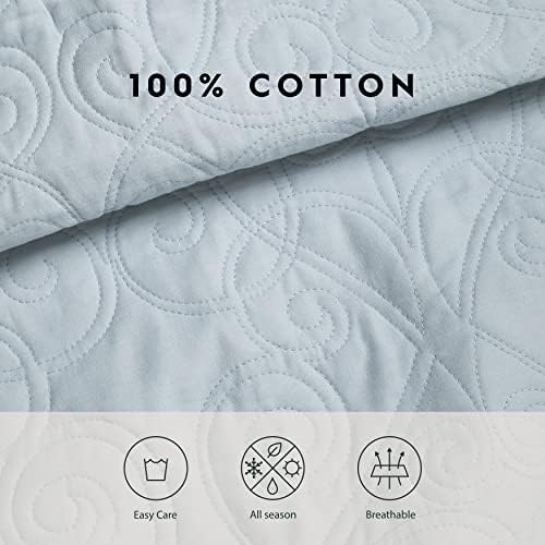 Laura Ashley Felicity Quilt Set - Twin Breeze Blue 100 Cotton