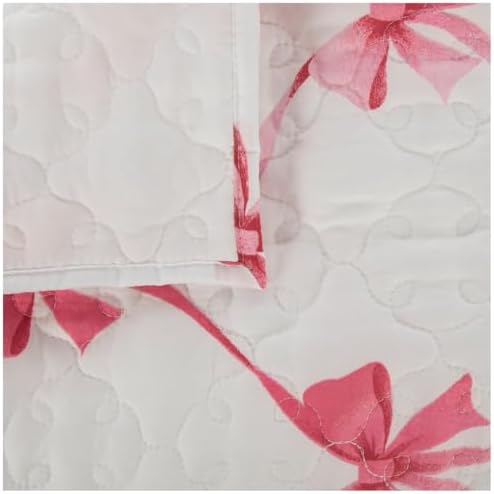Pink Bow Quilt Set with 2 Shams Twin XL