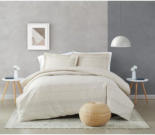 Brooklyn Loom Chase Quilt Set Twin XL Cream Black 2-Piece 1