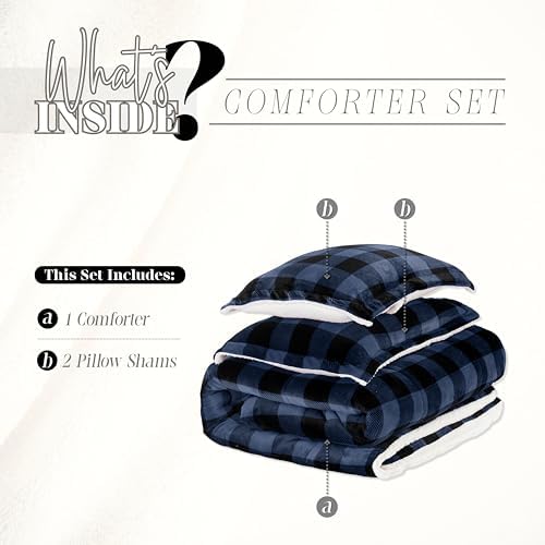 Elegant Comfort 3-Piece Buffalo Plaid Comforter Set King Blue