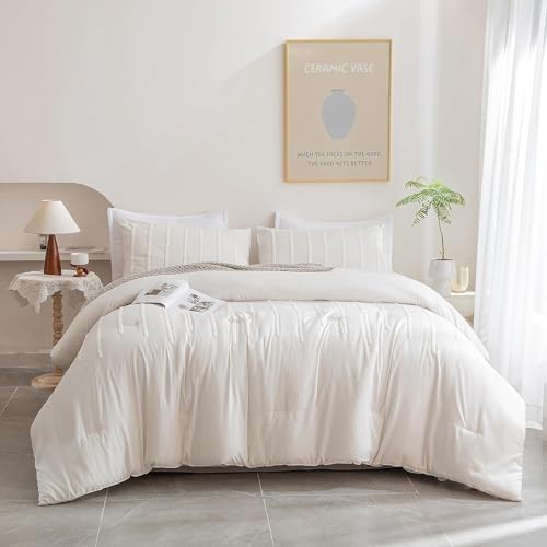 3Pcs Tufted Duvet Cover Set Ivory Twin XL