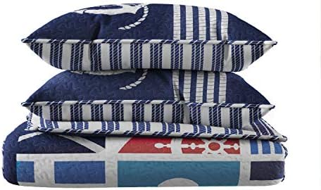 Lavish Home 2-Piece Twin Quilt Set - Coastal Themed Reversible Bedspread with Sham