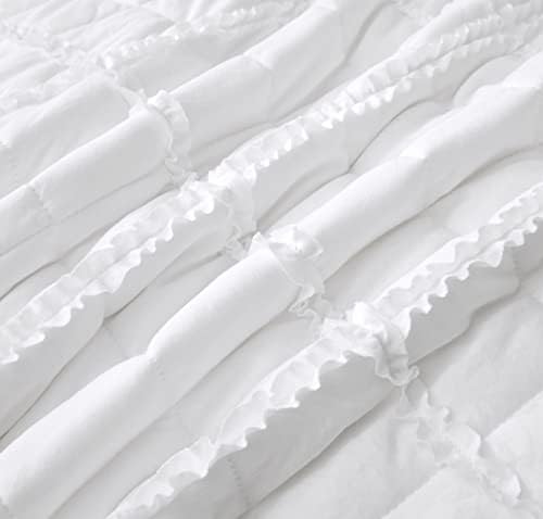 Chezmoi Annabelle 2-Piece White Quilt Set - Twin Size