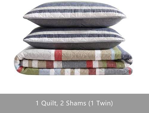 Eddie Bauer Full Queen Quilt Set Salmon Ladder Multi
