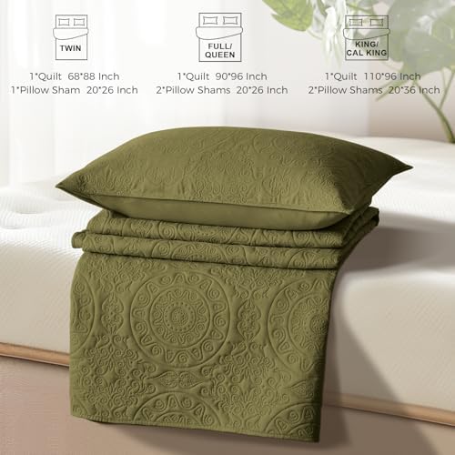 WURUIBO Olive Green Quilt Set Twin Size