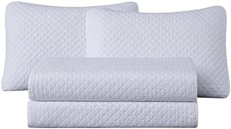 Chezmoi Avon 2-Piece Diamond Stitch Quilt Set Twin White 1