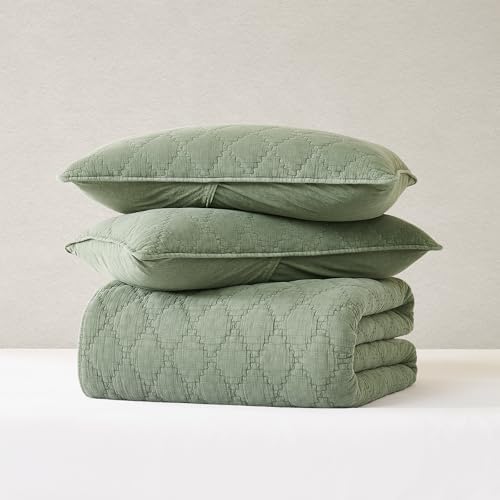 Palassio Olive Green Twin Quilt Set with 1 Sham 1