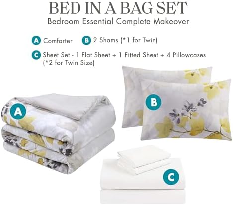 Madison Park Comforter Set Leaf Yellow 6 Piece