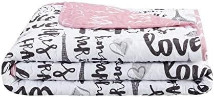 5-Piece Quilt Set King Bonjour Paris PinkWhiteBlack