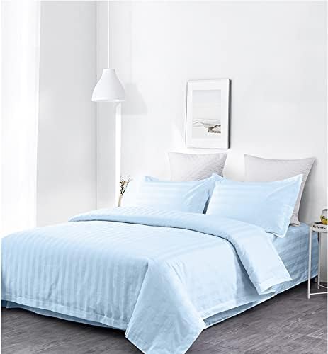 Lasin Bedding Luxury Soft Cotton Duvet Cover Set with Pillowcases Blue Stripe King