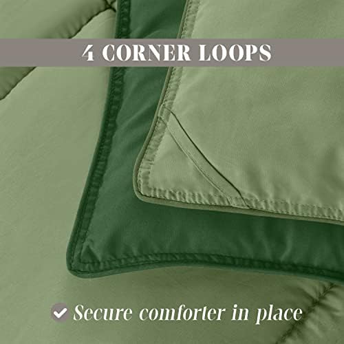 Elegant Comfort 3-Piece Reversible Comforter Set Twin XL Hunter GreenSage