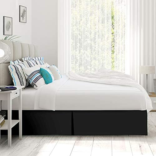 1000 TC Box Pleated Bed Skirt Twin XL Black 14 Inch Drop
