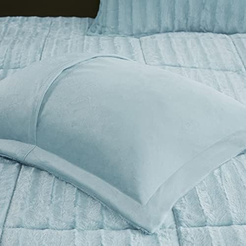 Madison Park Duke Luxe Faux Fur Comforter Set Aqua 3 Piece