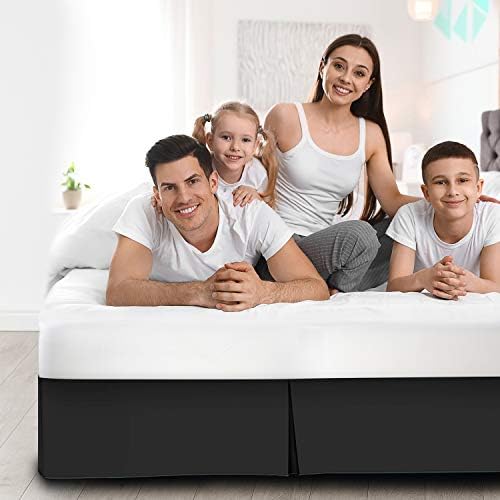 1000 TC Box Pleated Bed Skirt Twin XL Black 14 Inch Drop