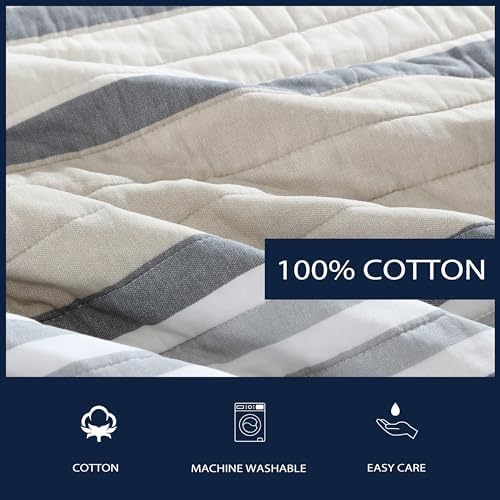 Nautica Twin Quilt Set Reversible Cotton Bedding with Matching Sham