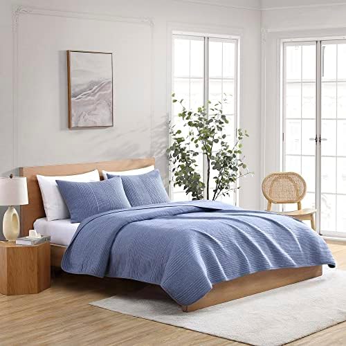Brielle Home Atlas Jersey Knit Quilt Set - Medium Blue Twin 1