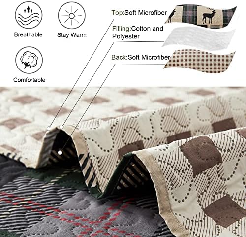 Ycosy Moose Deer Quilt Set Twin Size Reversible Bedspread 1