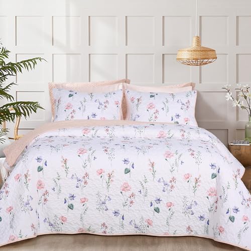 Rosecret Pink Floral Quilt Set King Size 3-Piece