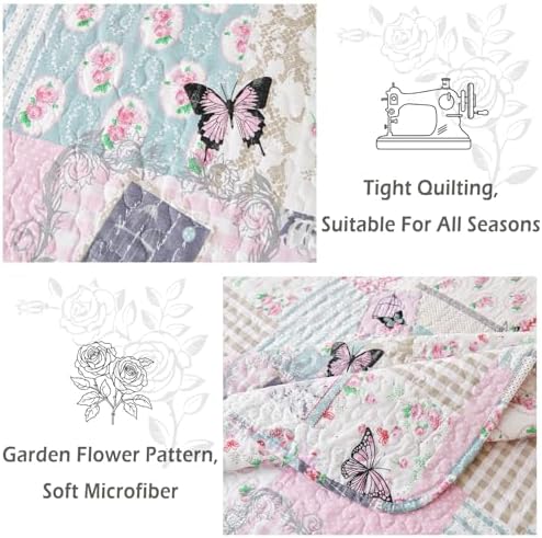Cmfshape Romantic Patchwork Quilt Set Queen Size