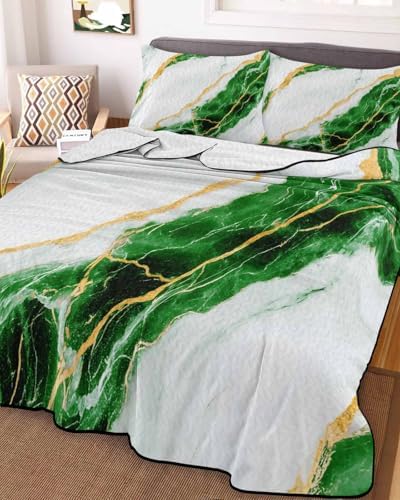 Stongaro Marble Green Twin XL Comforter Set 3 Pieces