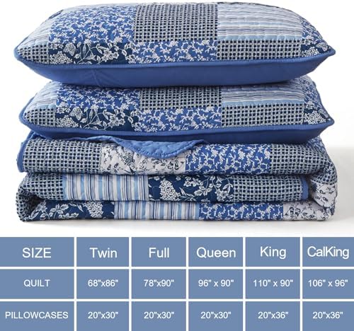 Mybedsoul Blue Plaid Quilt Set Twin Size 2 Pieces