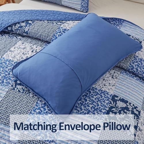 Mybedsoul Blue Plaid Quilt Set Twin Size 2 Pieces