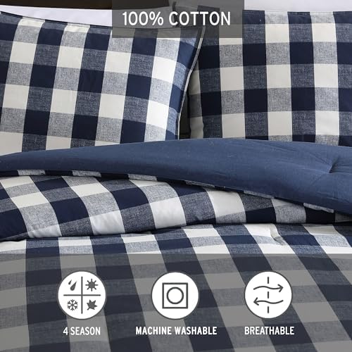 Eddie Bauer Queen Comforter Set with Reversible Plaid Design