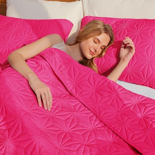Whale Flotilla Twin XL Quilt Set Hot Pink