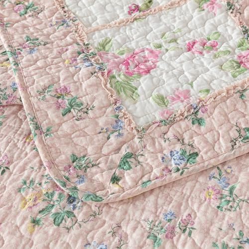 Chezmoi Abbi 2-Piece Pink Shabby Chic Quilt Set Twin Size