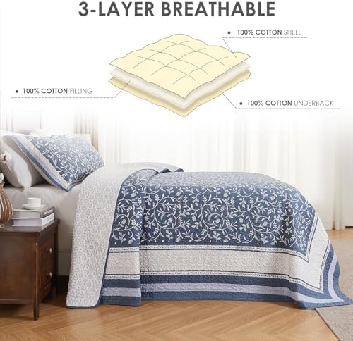 QuiltEase Oversized King Bedspread Set - Grayish BlueLight Gray