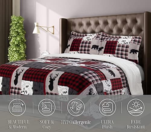 Elegant Comfort 2-Piece Patch Sherpa Comforter Set Twin XL