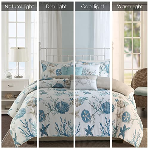 Madison Park Pebble Beach Duvet Set - AquaTealTaupe 6 Piece