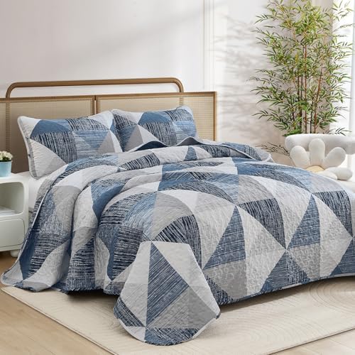 Dintszyayue 3 Piece Queen Quilt Set Blue